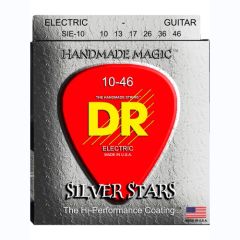 DR Silver Stars Silver Plated & Clear Coated Cordes Guitare Électrique Medium 10-46