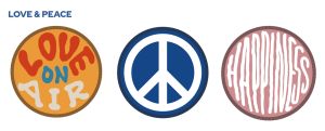 Set 3 Badges Ritter Love And Peace