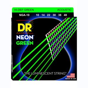 DR Hi-Def Neon Green Cordes Acoustique Extra Light 10-48