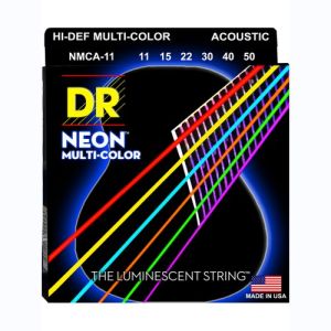 DR Hi-Def Neon Multi-Color Cordes Acoustique Custom Light 11-50