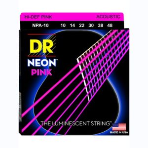 DR Hi-Def Neon Pink Cordes Acoustique Extra Light 10-48