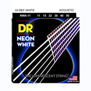DR Hi-Def Neon White Cordes Acoustique Custom Light 11-50