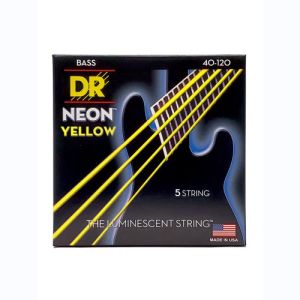 DR Hi-Def Neon Yellow Cordes Basse 5 Cordes Light 40-120