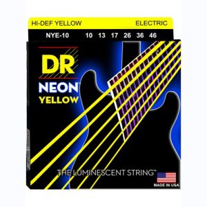 DR Hi-Def Neon Yellow Cordes Guitare Électrique Medium 10-46