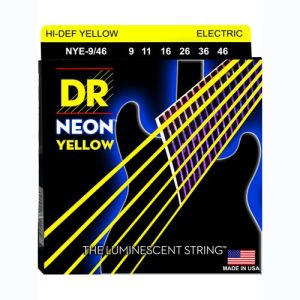 DR Hi-Def Neon Yellow Cordes Guitare Électrique Light À Medium 9-46