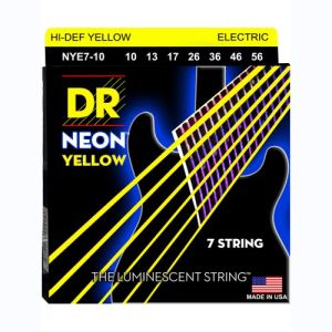 DR Hi-Def Neon Yellow Cordes Guitare Électrique 7 Cordes Medium 10-56