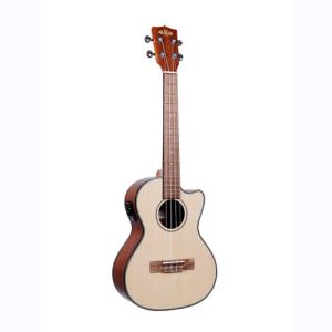Kala Solid Spruce Top-Mahogany, Tenor Cutaway électro-acoustique, livré avec housse