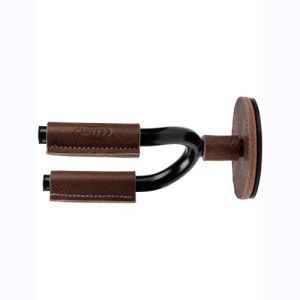 Levy's Stand mural en fer forgé noir avec protections en cuir marrons