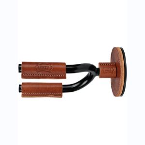 Levy's Stand mural en fer forgé noir avec protections en cuir tan