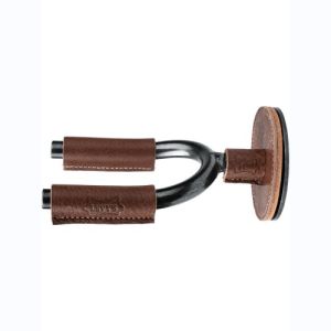 Levy's Stand mural en fer forgé smoke avec protections en cuir marrons