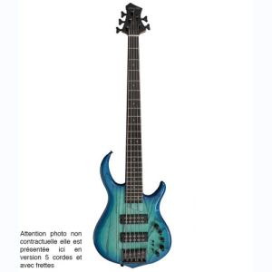 Marcus Miller basse électrique M5 Swamp Ash-4 TBL Trasparent Blue Fretless V2.0