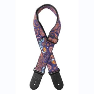 Stagg SWO-PSLY ORA Courroie nylon motif paisley orange bleu 