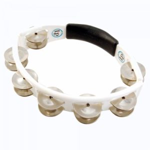 Latin Percussion Tambourins Cyclop à main LP152 Cymbalettes acier, Blanc